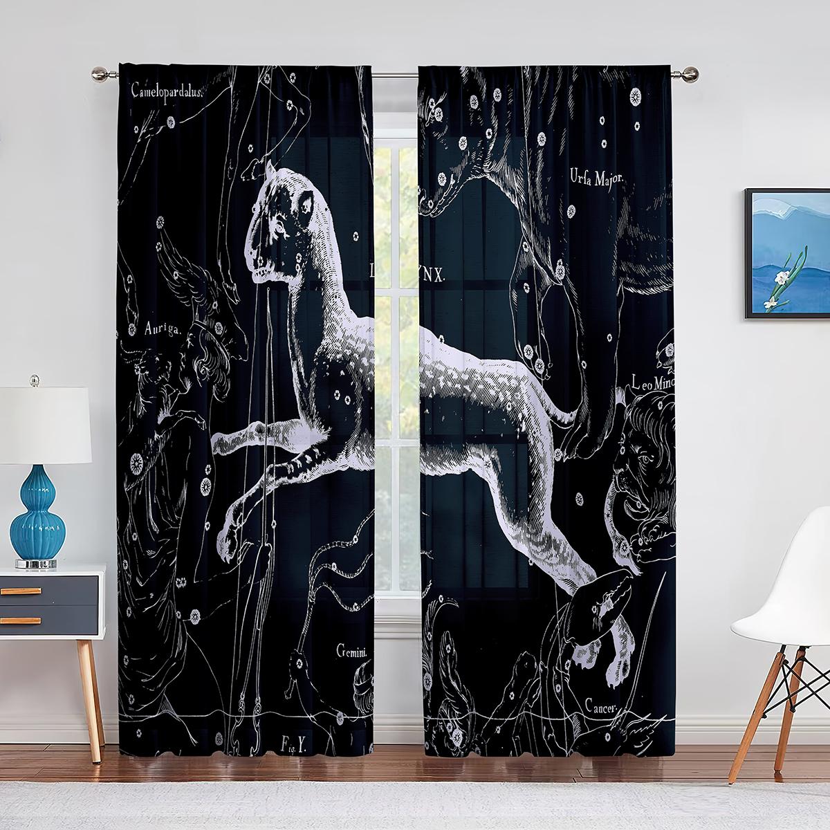 Астрология Тюль Шторы Созвездие Зодиака и Планеты Окно Прозрачная Вуаль Шторы — фото 14