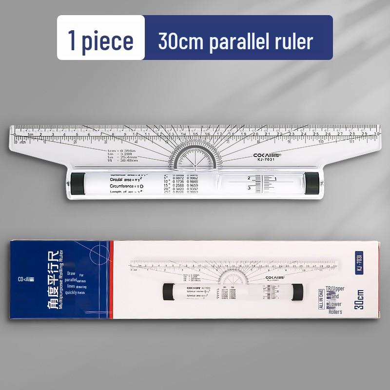 Multifunctional Drafting Ruler with Round, Square, Ellipse, and Polygon Templates for Students
