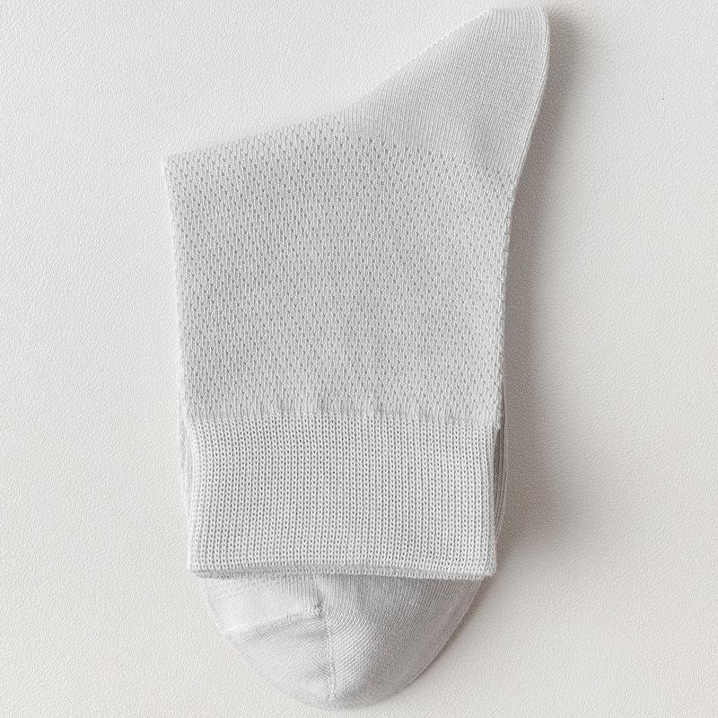 Breathable, Mid-calf Pure Cotton Socks: Mesh, Odor-resistant, Sweat-absorbing, Thin for Spring/summer, Solid Color, Seamless, Long Fit.
