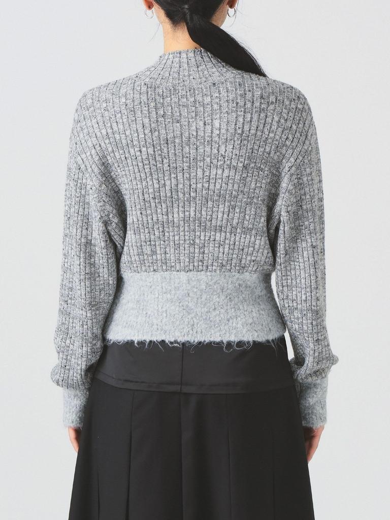 Ray Beams Women's Melange Rib High Neck Long Sleeve Knit Sweater, Gray Free