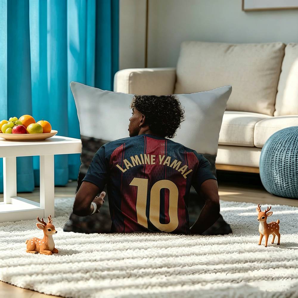 F-Football star L-Lamine Yamal Square Double-Sided printed Pillow Case Bedroom Bedside Pillow Sofa Cushion Cover