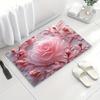 1Pcs  Pink Rose Pattern Floor Mat Modern Kitchen Polyester Rug Non-Slip Colorful Indoor Carpet, For Home Bathroom Bedroom Living Room Decor