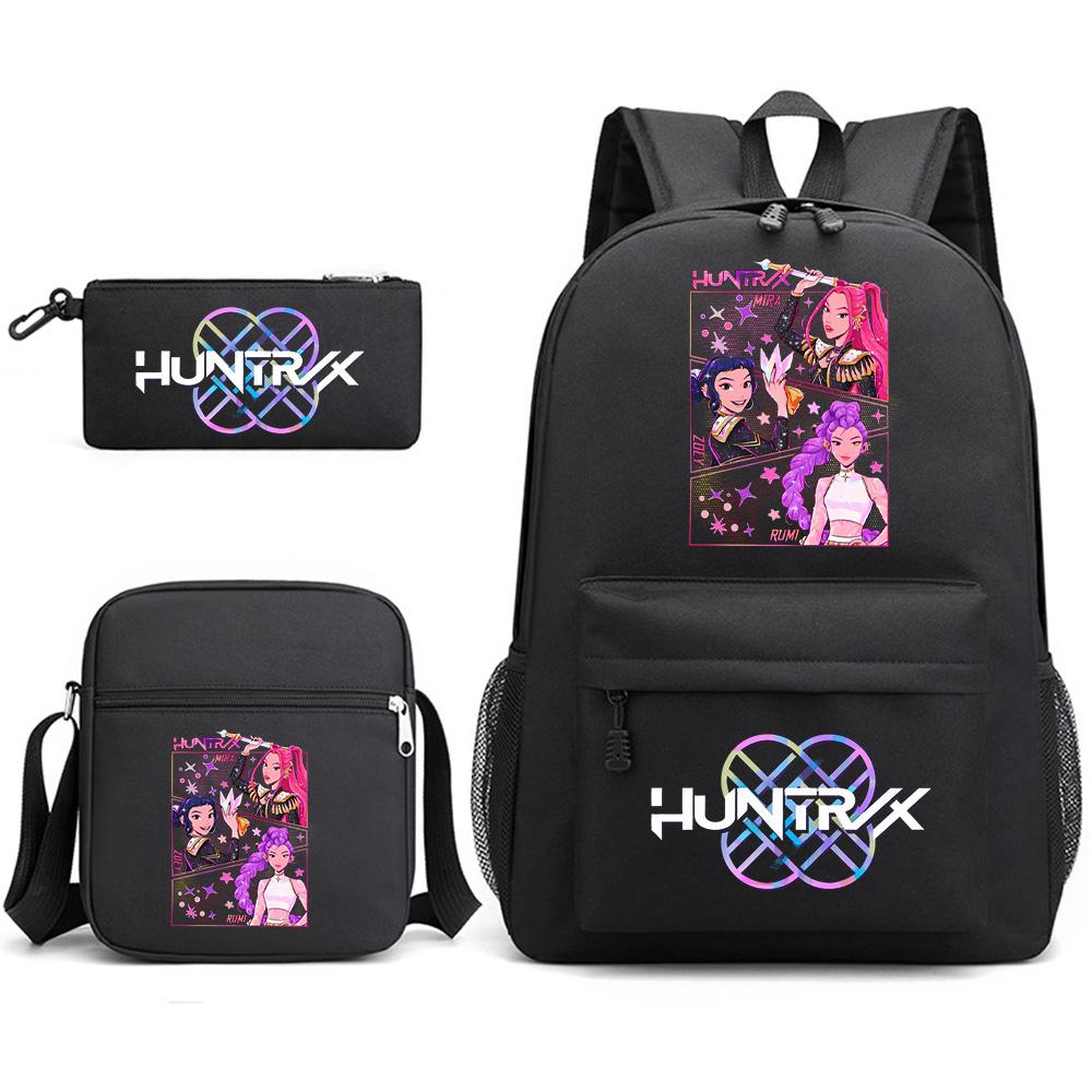 

3Pcs/set Anime Cartoon Demon Hunters Printed Large Capacity Bookbag Backpack with Shoulder Bag Pencil Case for Student Boy Girl Schoolbag