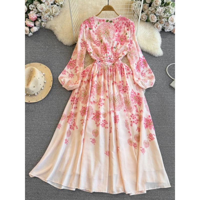 Accessible Luxury Waist-Tight A- line Printed Elegance Dress Dress