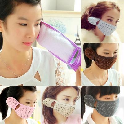 Cartoon Lovely Cotton Mask and Earmuff Winter Cold-Proof Boys Girls Face Mouth Mask and Ear Warmer