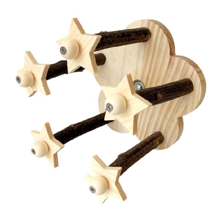 Wood Interactively Bird Stand Colorful Parrots Foraging Toy Rotating Windmills Toy Pet Exercise Gym Stand for Lovebirds