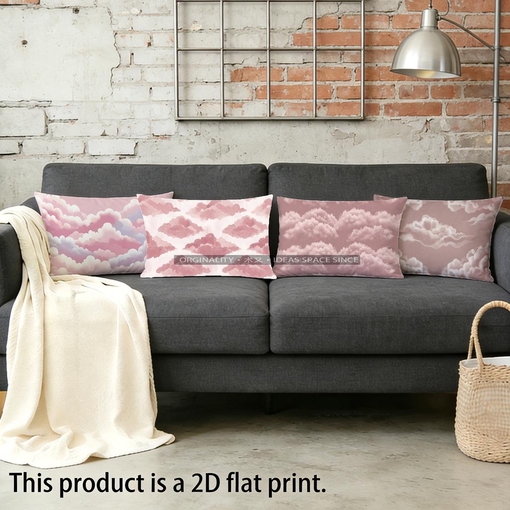 Pink Clouds Patterned Pillowcase Suitable For Sofa Bedroom Car Pillow Cover Cushion Rectangular Back Cushion