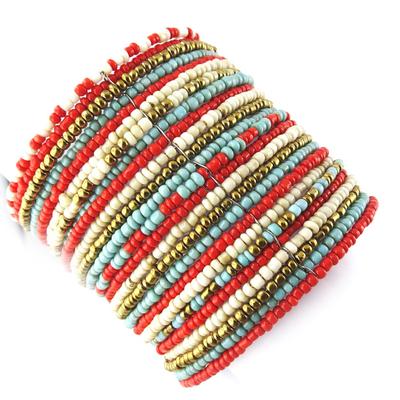 [N0690] - Designer Bracelet 'Katmandou' Red Turquoise Beige