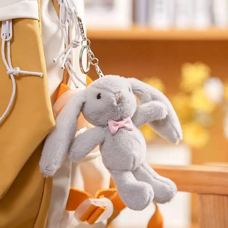 Plush Bunny Kawaii Keychain Cute Cartoon Rabbit Love Pompom Trinket Toy Girl Bag Car Keychain Mobile Phone Pendant Jewelry Gift