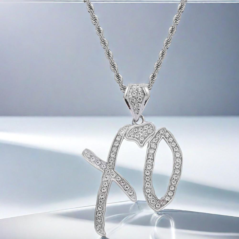 

Gold Color Hip Hop Necklace with Cubic Zirconia Letter Necklace Jewelry Accessories серебряный