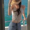 Seaside Fashion Sexy Suspender Vest Lace-up Knitted Beach Beauty Back Holiday Backless Tube Top Hollow Short Top