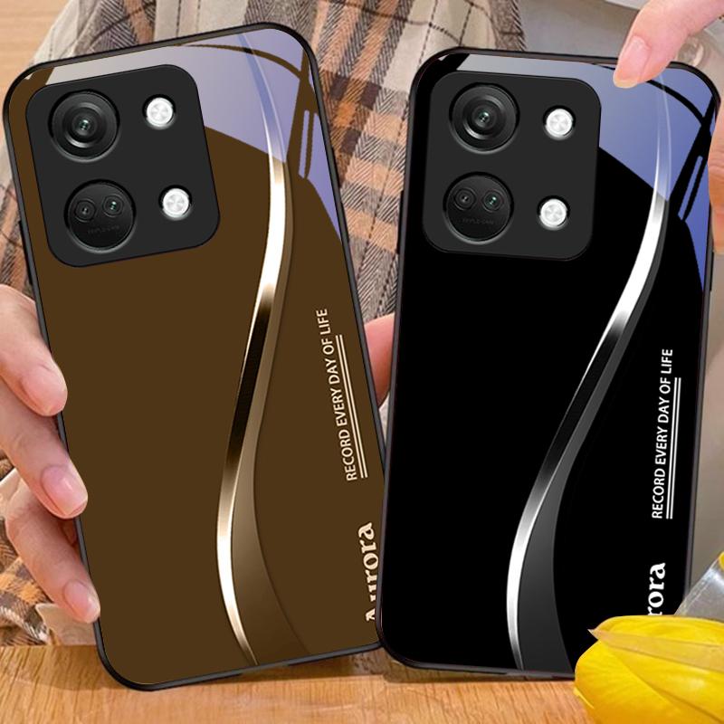 Two Tone Stripes For OnePlus Nord 3 5 6T 7 Pro 8 12 10T Reno8 Lite 5G 10R Nord N30 Hard Shell Tempered Glass Phone Case Black