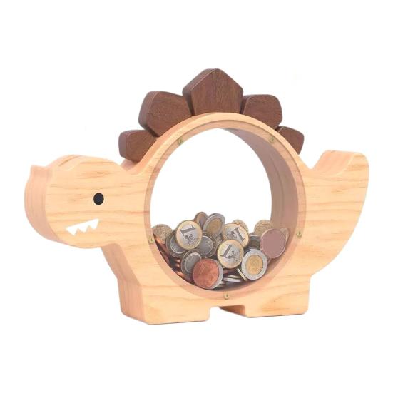 

Деревянная копилка для мальчиков и девочек в форме динозавра, прозрачное окошко, ящик для хранения монет с замком, детская игрушка для финансового образования Small