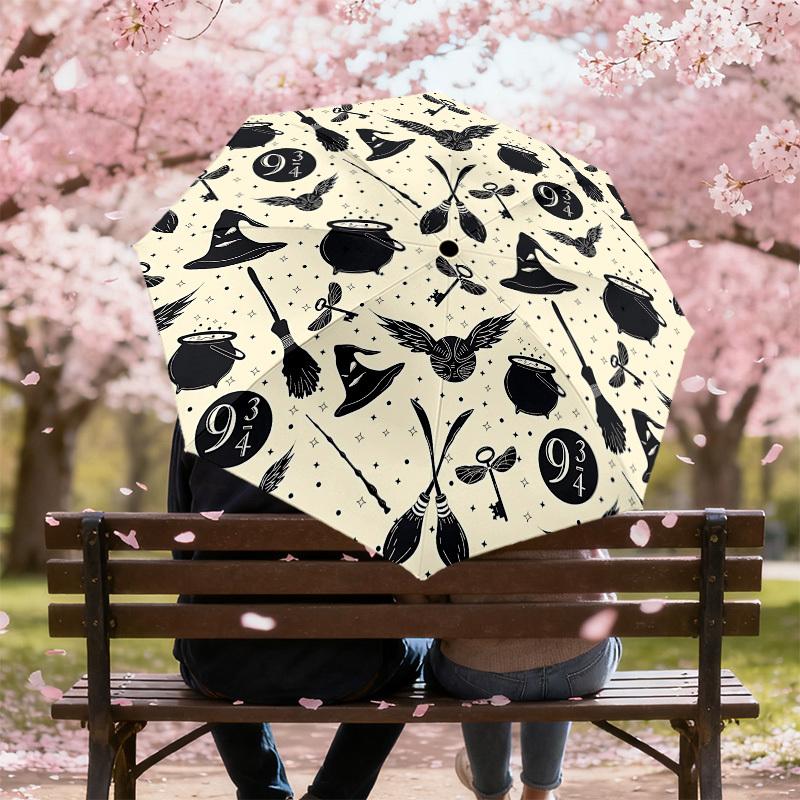 1PC Halloween Wizardry Umbrella-8-Rib Reinforced, Automatic Open, Lightweight & Durable, Cute Fashion Accessory for Outdoor, D2690