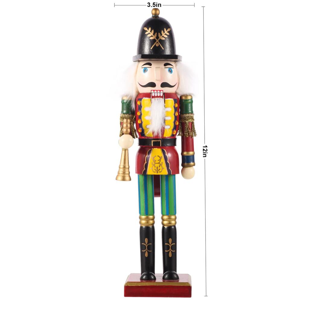 Christmas Nutcracker Ornament 12 inch Traditional Painted Wooden Nutcracker Soldier Doll Nutcracker Figures Holiday Party Tabletop Christmas Decorat