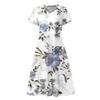 Women's Summer Casual Fashion Print Pocket Short Sleeve V-Neck Swing Dress