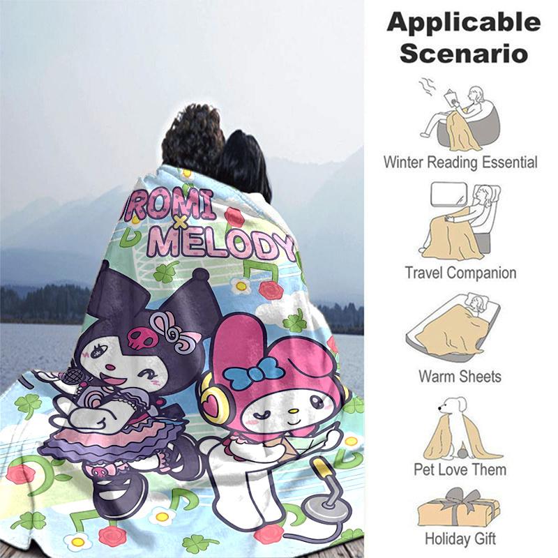 1pc Kuromi & Melody Blanket, Soft and Cozy Home Decor Gift for All Seasons, Perfect for Any Room Decoration, Ideal Present for Family and Friend.H045