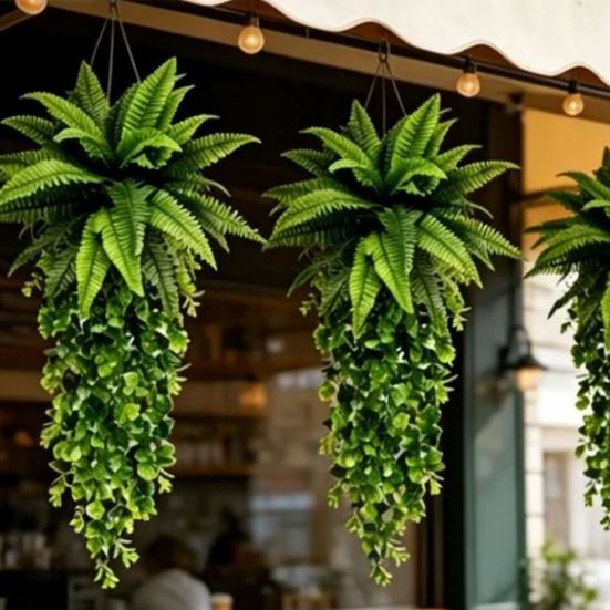 Fake Hanging Plants, UV Resistant Fake Vines, Artificial Ivy Plants, Outdoor Faux Plants, Indoor Bedroom Living Room Boho Wall Porch Shelf Decor