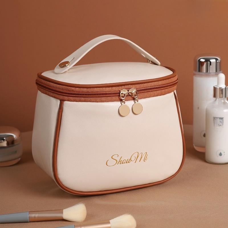 

Новый Дизайн Бренда PU Косметичка Большая Вместимость Косметичка Сумка для Хранения Дорожный Предмет первой необходимости Портативная Сумка SM01 коричневый