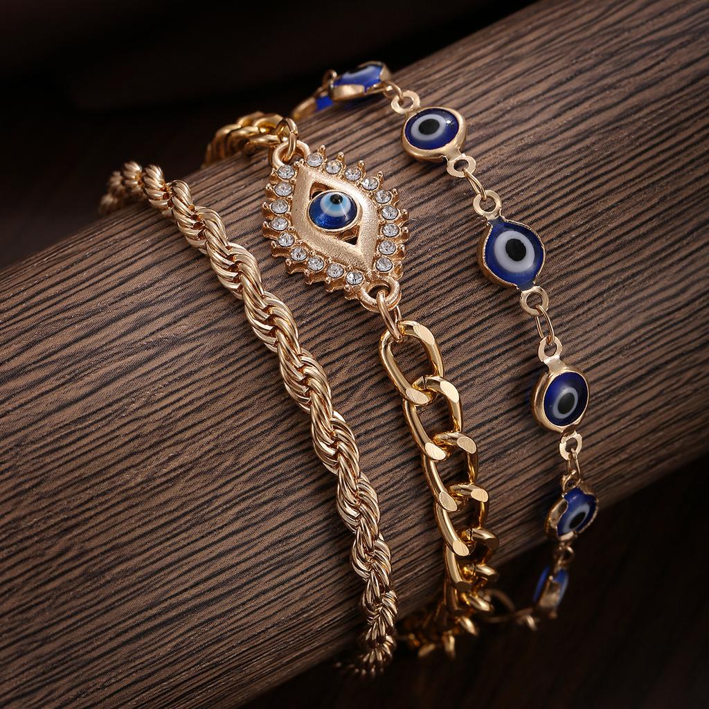 Hot-selling devil's eye shape women's bracelet set, personalized creative style jewelry foreign trade jewelry