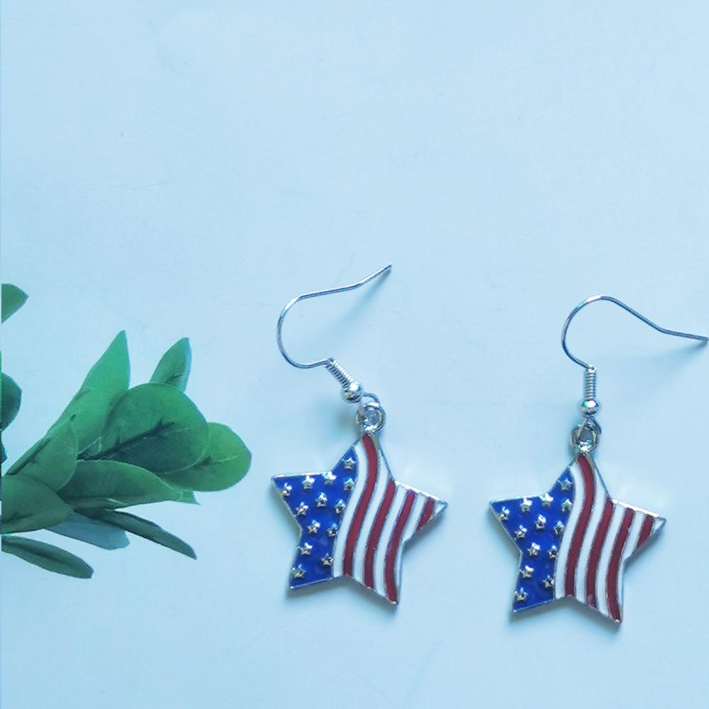 2024 Trending European & American Independence Day Rhinestone Star Flag Women's Earrings
