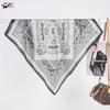 Retro Printed Silk Satin Square Scarf - Versatile Headscarf or Neck Scarf for Spring/Summer Sun Protection