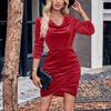 Women's Fashionable Solid Color Long Sleeved Round Neck Sexy Dress