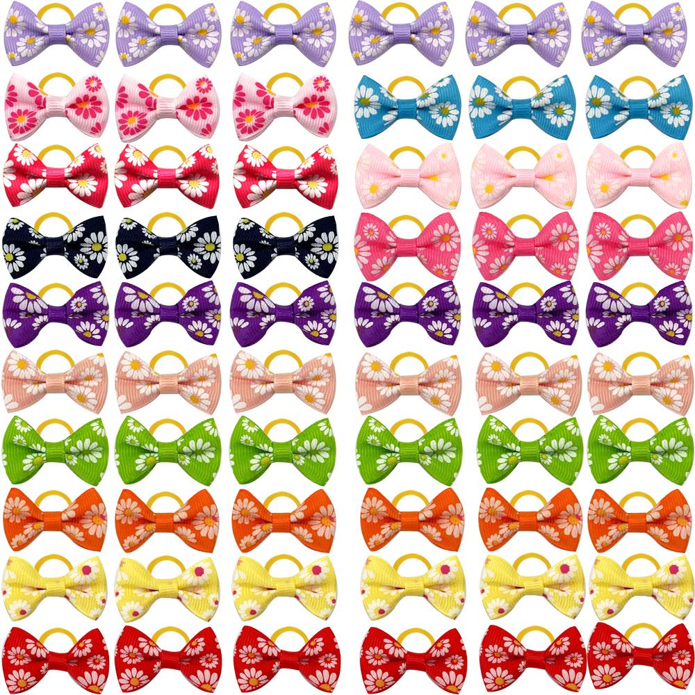 100pcs Pet Accessories Dog Hair bows Fashion Cute Dog Bows Rubber Bands Pet Hair Collar Decoration for Dog Accessories