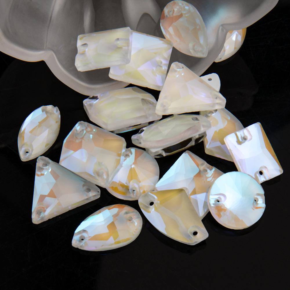 Weichen 20/50/100 Fluorescent Ab Glass Flat Buckle Hand Seam Drill Mixed Size Flat Bottom Glass Sewing Accessories