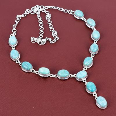Amazonit Halskette 925 Sterling Silber Halskette verstellbare Kette Halskette Top Qualität Edelstein Schmuck handgemachte Halskette Jubiläumsgeschenke