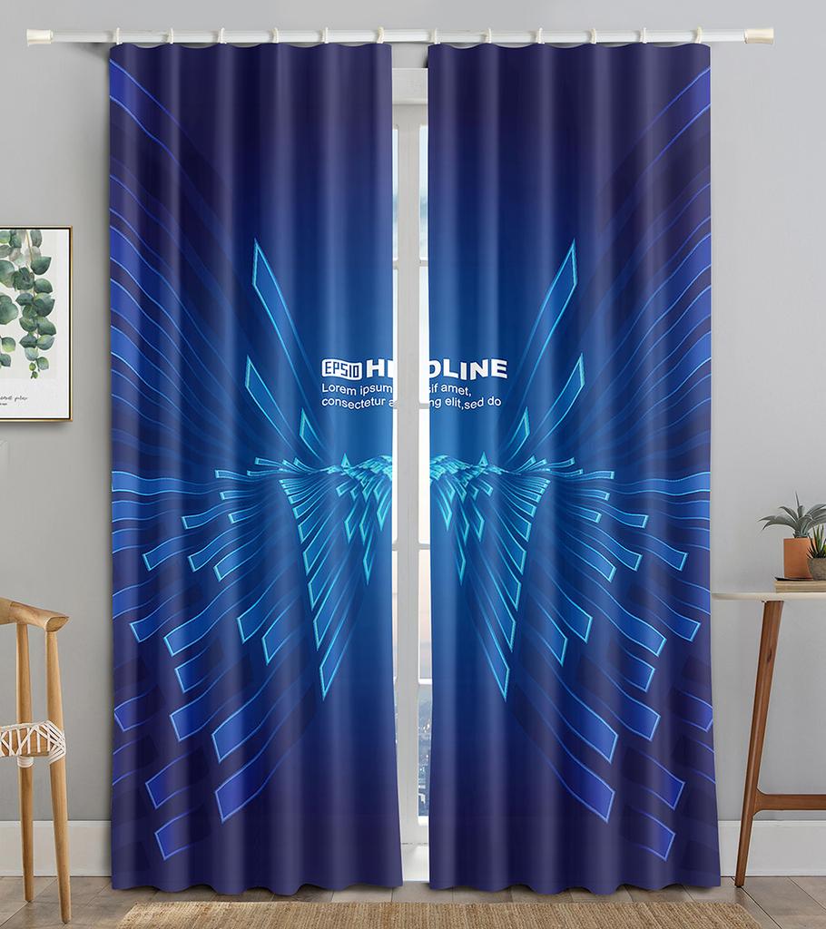 Cool Colorful Metal Technology Wing Blackout Window Curtain for Living Room Bedroom Bathroom Kicthen Door Cupboard Decor Hooks
