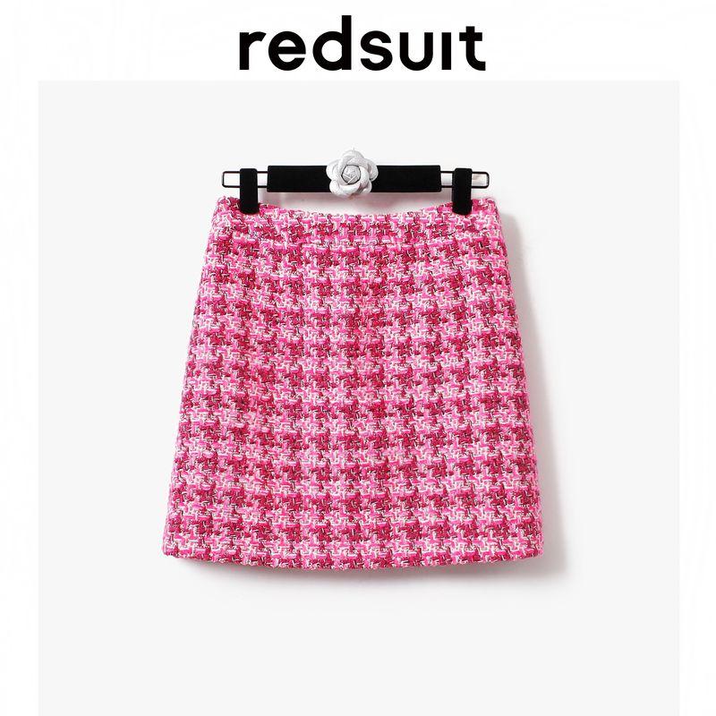 

Redsuit Classic Style Dopamine Wear Match Houndstooth Rich Gold Milk Good Elegant Skirt Berry Cheese Lattice (overskirt)-B041 S In Stock