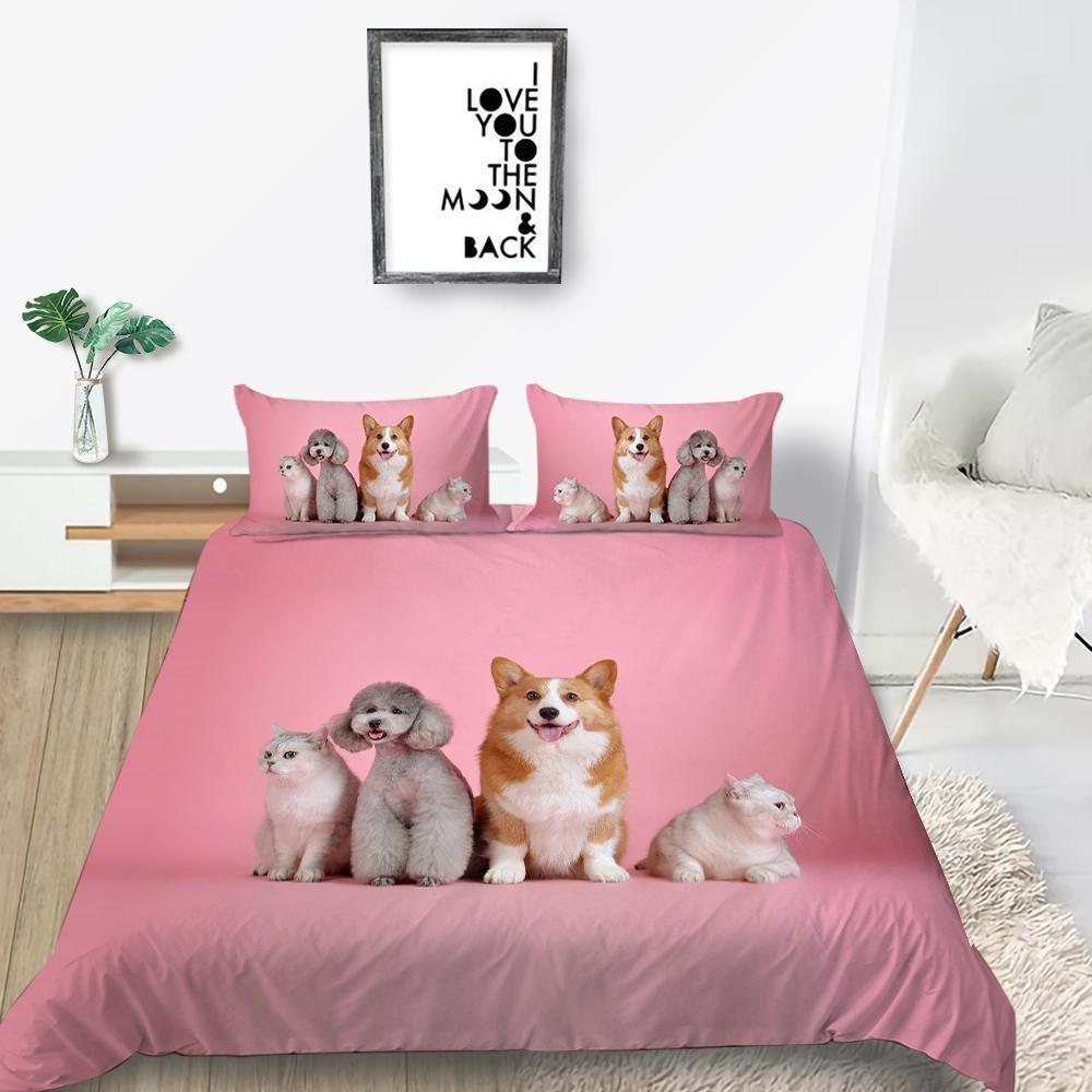 New Fashion Down Duvet Cover Dog Bedding Pet Pattern Bedding Set Men's and Women's Single Double Bed Queen King Size Gift