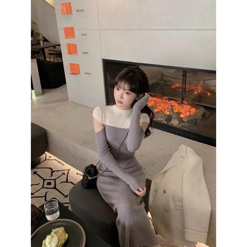 

Royal sister light and mature wind sweater skirt thickened medium and long high-end knitted inner primer dress autumn dress XL