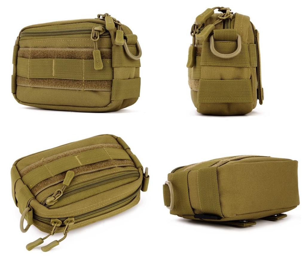 Phoenix Ikki Small Accessory Fits Belt Molle Available in 5 Camouflage Multifunctional Tactical Tool EDC Mini Crossbody Brown Bag, 5.5-inch