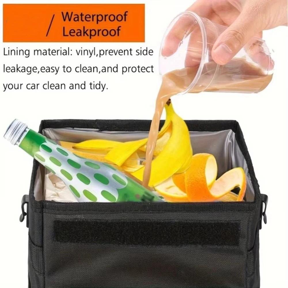 Washable Car Trash Can Waterproof Car Organizer With Lid Hanging Garbage Bag Car Accessories