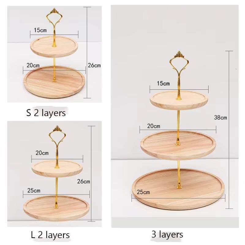 Cake Stand 1PC Wooden Bread Dessert Stand Ornament Fruit Plate Multi-tier Tea Candy Stand 2/3 Tier Solid Candy