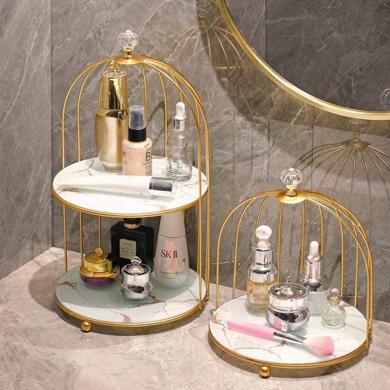 Bird Cage Cosmetic Organizer Lipstick Perfume Storage Skin Care Rack Bathroom Decor Gift Accessory