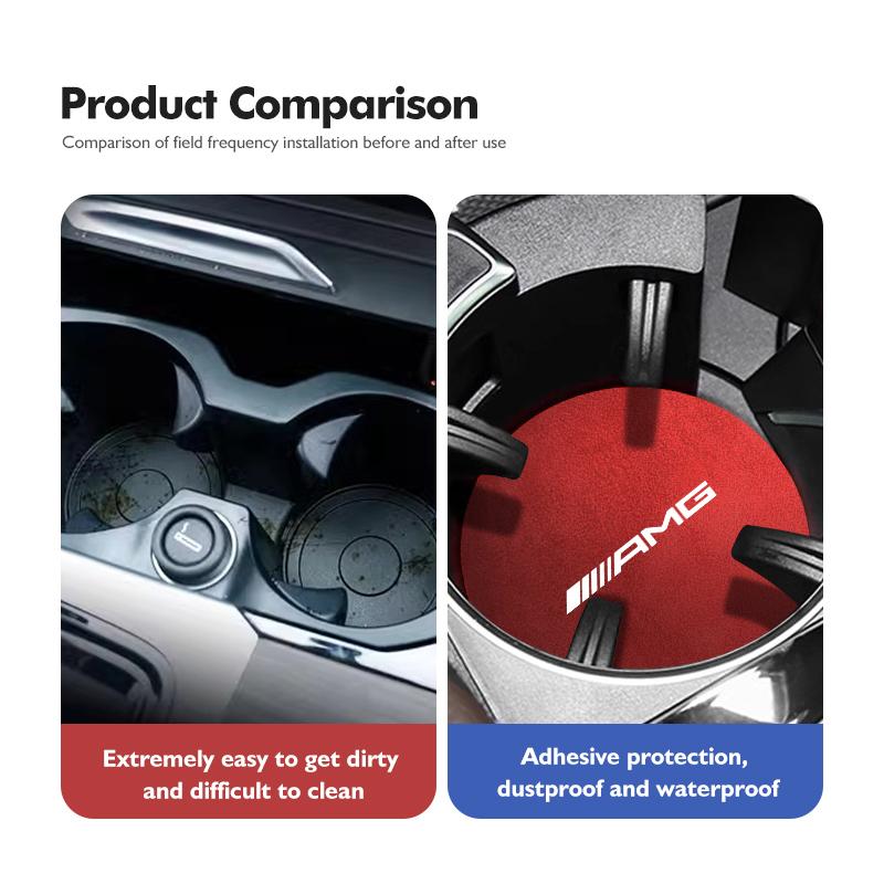2pcs Car Coasters Water Cup Slot Non-Slip Mat Drink Holder Pad For Mercedes Benz AMG W204 W205 W203 W211 W201 W210 W108 W124 XRP8