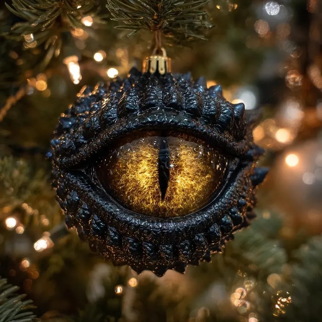 2D Dragon Eye Flat Ornament For Christmas Tree Dragon'S Eye Fantasy Round Holiday Decoration Gothic Xmas Gifts For Women Men