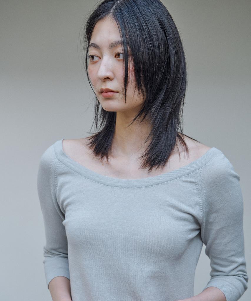 AHWE Off-Shoulder Half Sleeve Knit_Light Gray