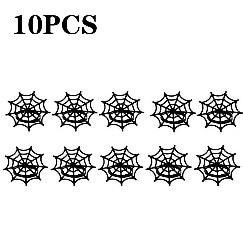 1-10PCS Black Spider Web Halloween Napkin Rings for Table Decoration Party Napkin Holders Ghost Festival Dinnerware Supplies