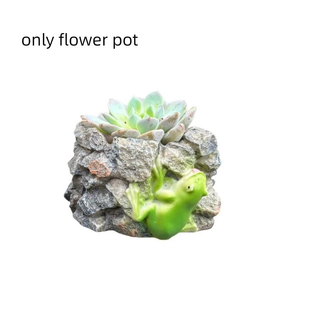 Cartoon Animal Shaped Flowerpot Resin Flower Container Creative Turtle and Frog Flower Pots Office Frog