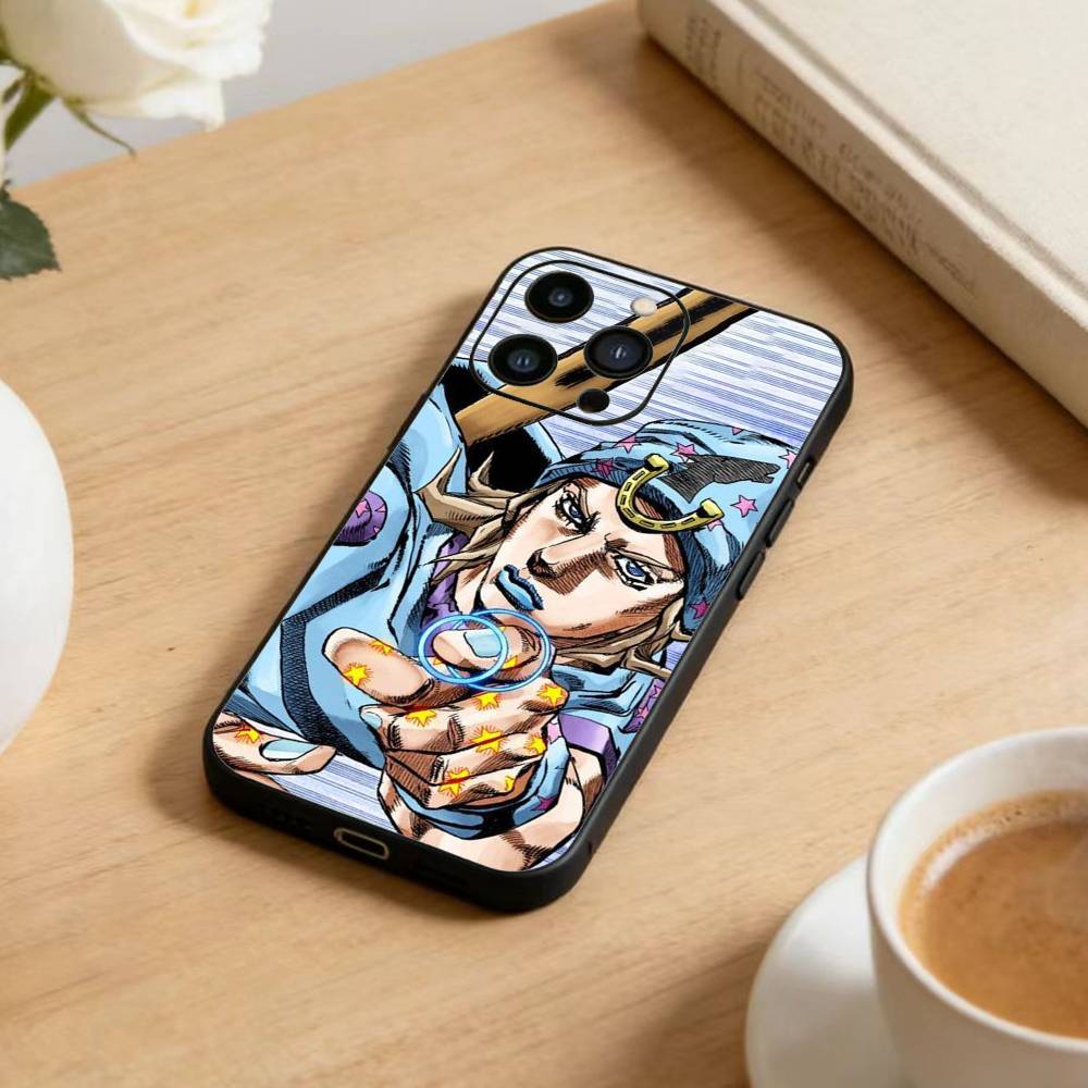 Anime Jojos Bizarres Adventures Phone Case For iPhone 16,15,14,13,12,17,Pro Max,Plus Silicone Black Case