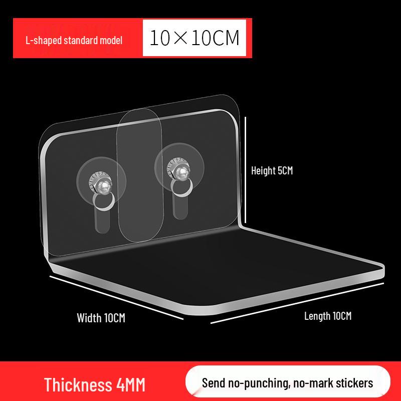 Акриловая настенная полка для хранения, прозрачный L-образный дисплей для ванной комнаты, без сверления