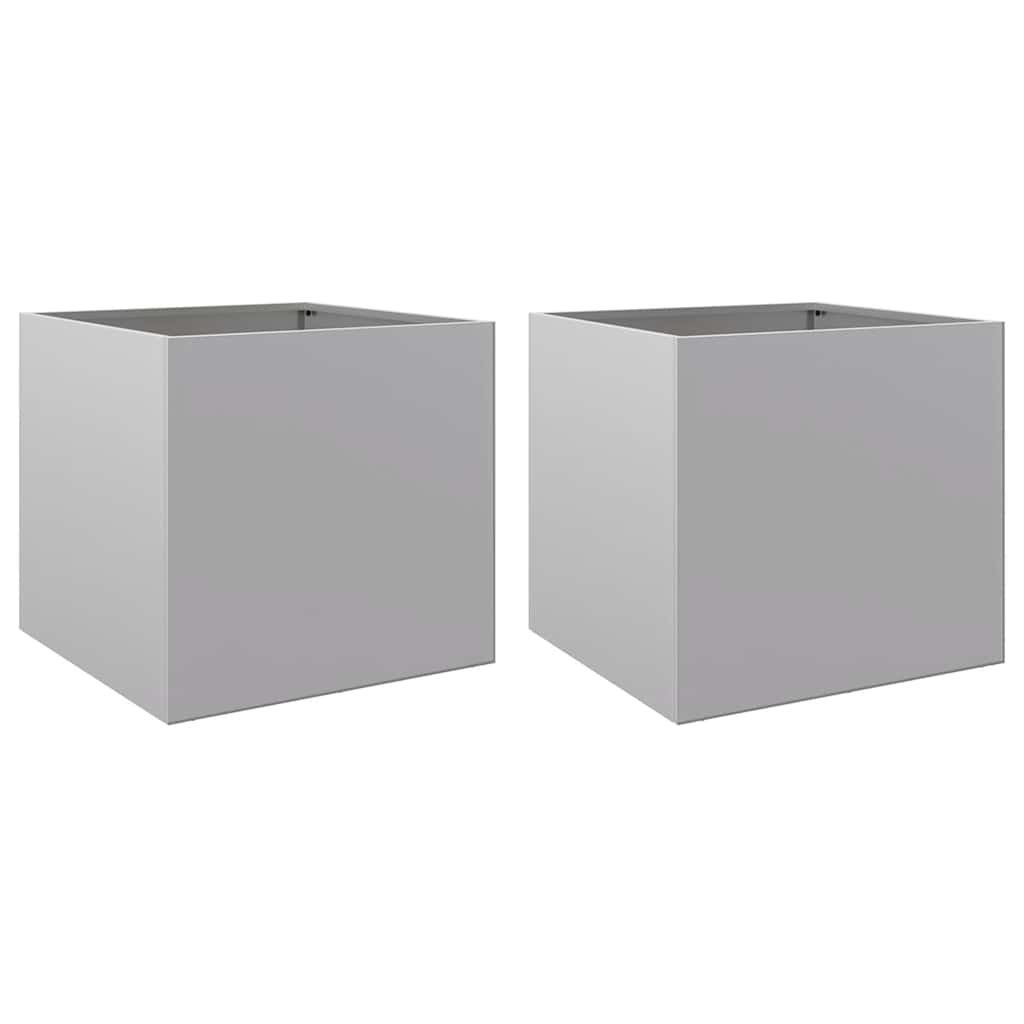 Vidaxl Planters, 2 Pcs, Silver, 49X47X46 Cm, Galvanized Steel