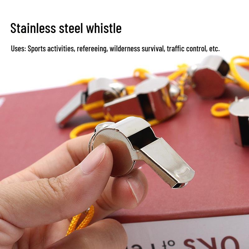 Stainless Steel Coach & Survival Whistle with Lanyard - Loud Outdoor Sports & SOS Signal