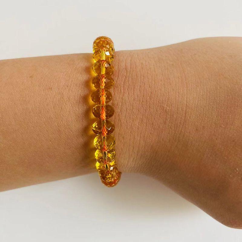 

Браслет из цитрина класса «Натуральная коллекция» женский Бразилия граненый кристальный браслет мужской бусины абакус колесо цитриновый орнамент Women s Collectible 8mm Compact
