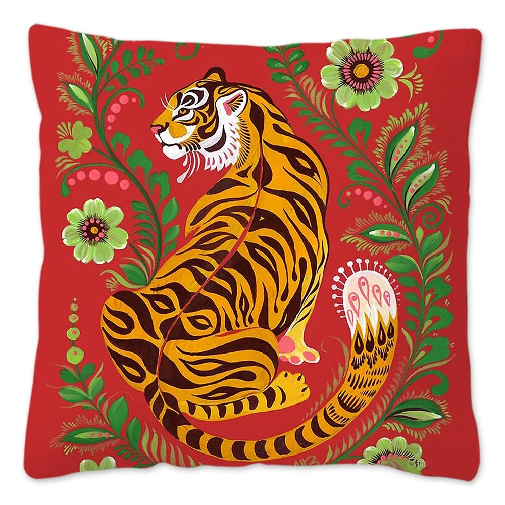 

2024 Tiger Head Printed Cushion Cover 45x45cm Pillows Decorative Animals Tiger Pillow Cover Home Decor Pillowcase For Couch 16x16in 40x40cm
