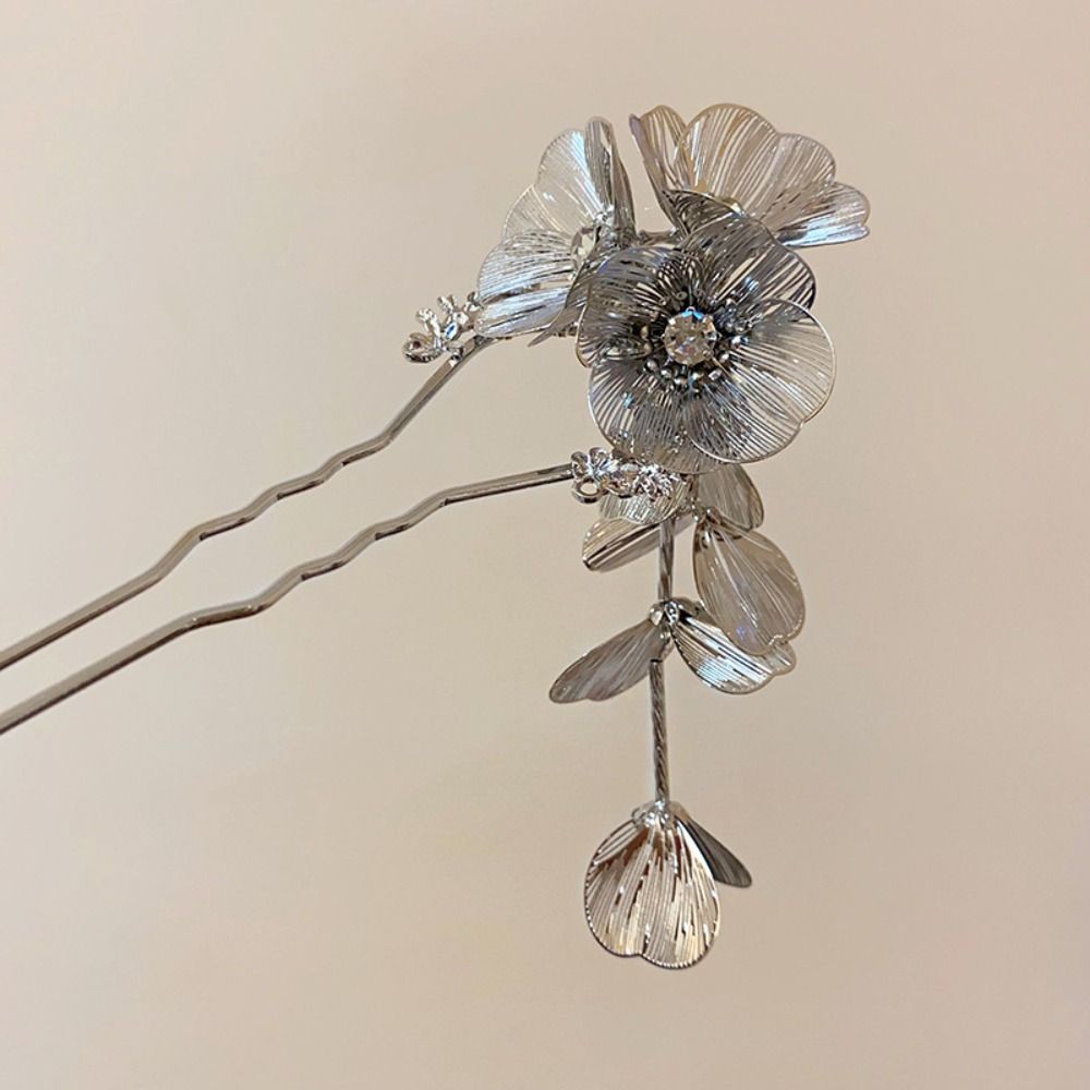 Gold Hanfu Hairpin Tassel Metal U Shape Hair Stick Retro for Women